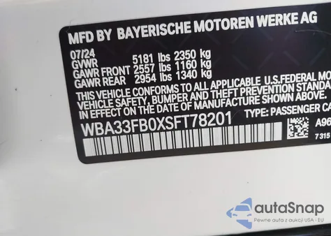 2025 BMW 430I Gran Coupe xDrive из США, поврежденный, VIN WBA33FB0XSFT78201